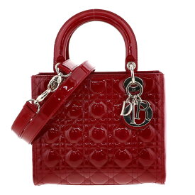 【中古】Christian Dior （クリスチャンディオール） レディディオール カナージュ パテント 2WAY ハンドバッグ バッグ ハンドバッグ Red VRB44551 used:A