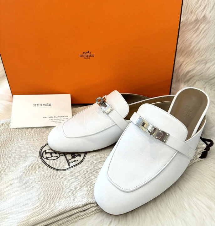 HERMES(エルメス) サンダル 36 レディース オズ 白×シルバー レザー  