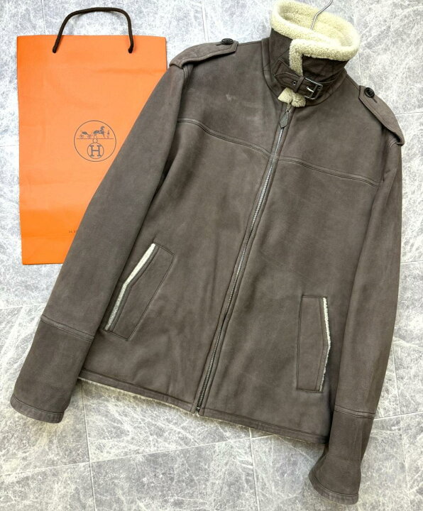楽天市場】【中古】 HERMES （エルメス） ムートン レザー ジャケット  