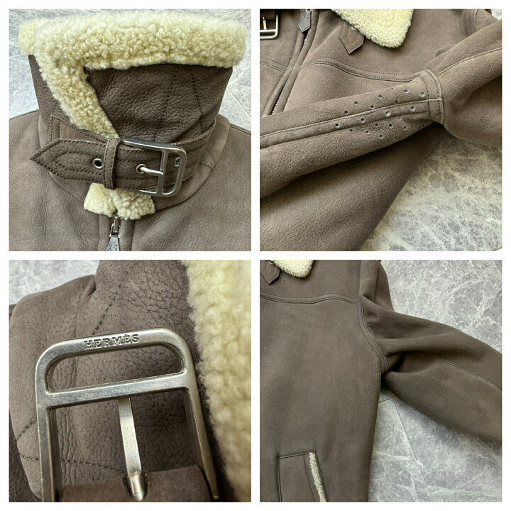 楽天市場】【中古】 HERMES （エルメス） ムートン レザー ジャケット 
