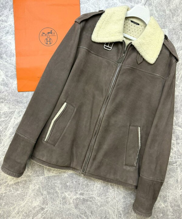 楽天市場】【中古】 HERMES （エルメス） ムートン レザー ジャケット  