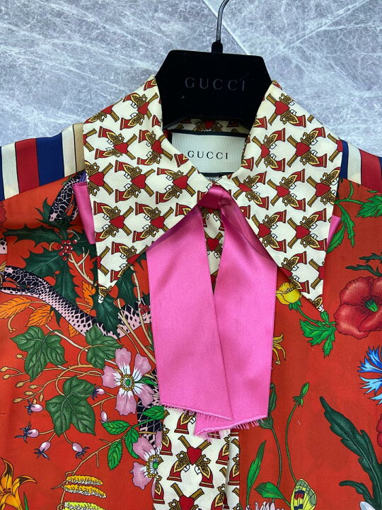 楽天市場】18AW GUCCI （グッチ） フラワー柄 シルク シャツ 