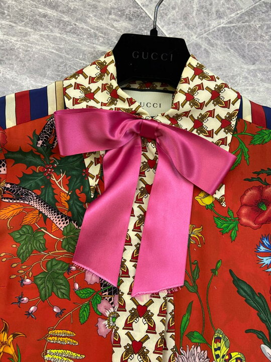 楽天市場】18AW GUCCI （グッチ） フラワー柄 シルク シャツ 