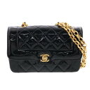 CHANEL （シャネル） マトラッセ パテント チェーンショルダーバッグ エナメル ブラック ゴールド金具 ヴィンテージ B…