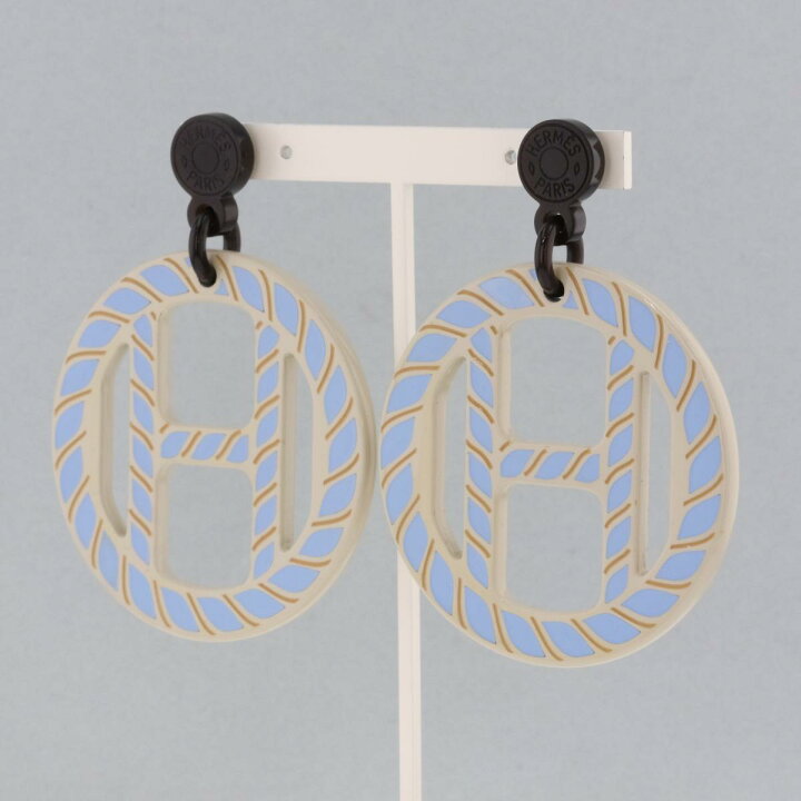 楽天市場】HERMES エルメス Hエキップ バッファローホーン ピアス 
