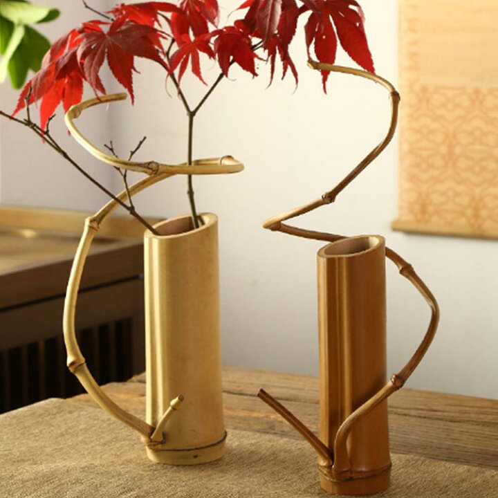 楽天市場】花びん 竹製 手作り花瓶 2個セット 花瓶 一輪挿し 竹の  