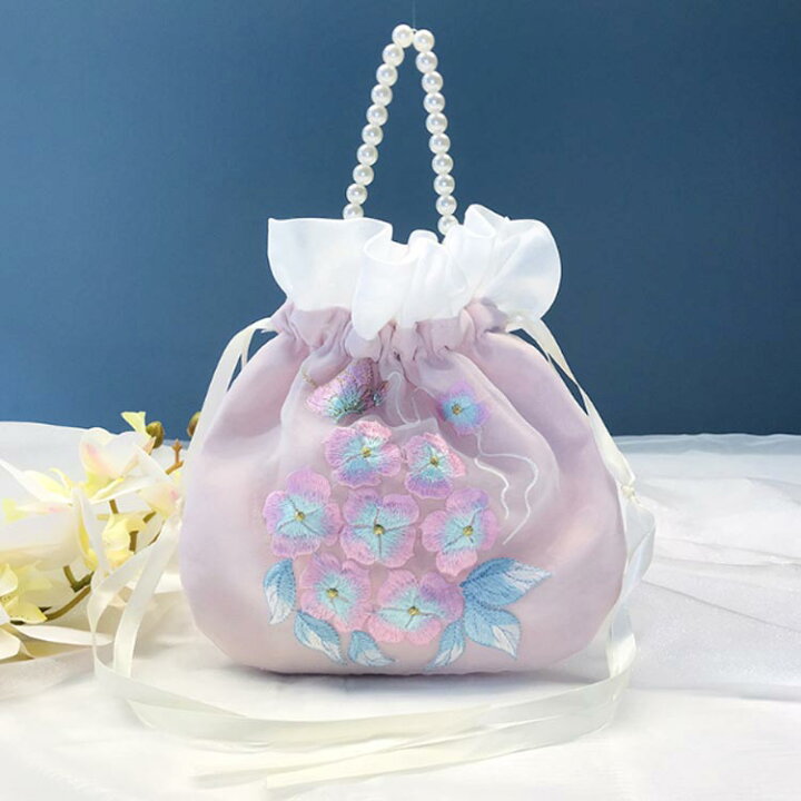 楽天市場】 和柄 刺繍 パールチェーン 着物 用 振袖 花柄 かばん 和装  