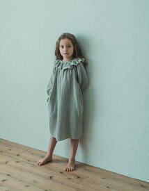 【riziere】ダブルガーゼパイピングフリルワンピース キッズ 女の子 90-140リジェール palette パレットこども服 子供服 kids ワンピース 秋 冬 ガーリー 花柄 長袖 こども 子供 ジュニア ワンピ おしゃれ ルームウェア パジャマ