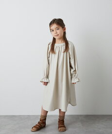 【NEW】【riziere】衿ギャザーフレアー袖ワンピース キッズ 女の子 90-150 リジェール palette パレットこども服 子供服 kids ワンピース 春 秋 冬 ガーリー 長袖 こども 子供 ジュニア ワンピ おしゃれ フリル 無地 フォーマル