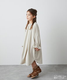 【OUTLET SALE】【riziere】衿ギャザーフレアー袖ワンピース キッズ 女の子 90-150 リジェール palette パレットこども服 子供服 kids ワンピース 春 秋 冬 ガーリー 長袖 こども 子供 ジュニア ワンピ おしゃれ フリル 無地 フォーマル