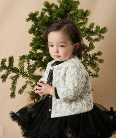 【スーパーSALE 30%OFF】【riziere】ベビーキルティング花柄ジャケット ベビー服 おしゃれ 秋 冬 子供 羽織 カーディガン ジャンパー ベビーアウター ブルゾン コート モノトーン アウター お出かけ