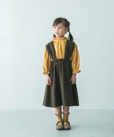 【riziere】ワイドショルダージャンパースカート 女の子 100-140 キッズ リジェール 子供服 こども服 kids おしゃれ ガーリー skirt 春 秋 冬 オシャレ ジュニア スカート ナチュラル 膝丈 子ども 子供 ジャンパースカート