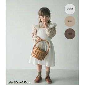 【OUTLET SALE】【riziere】フリルエプロンワンピース キッズ 女の子 90-150 こども服 子供服 kids ワンピース 春 夏 秋 冬 ガーリー こども 子供 ジュニア ワンピ おしゃれ フリル ナチュラル シンプル ハロウィン