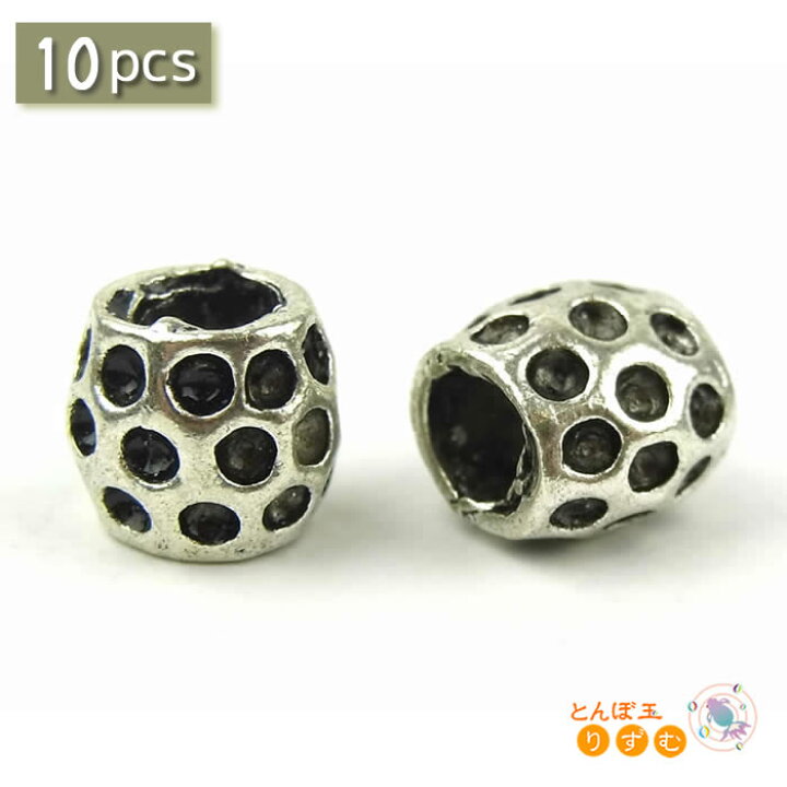 楽天市場】メタルビーズ 10個 アンティーク シルバー 金具 8mm 楕円 