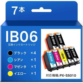 IB06CL5A エプソン用 メガネ インク IB06 互換 EPSON対応 PX-S5010 インク SANCTink製 IB06 インクカートリッジ 7本パック： IB06KA ブラック4本 +カラー(IB06CA IB06MA IB06YA)