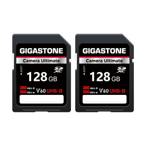 GIGASTONE SDJ[h 128GB 2Zbg UHS-II V60 U3 SDXC  [J[h, ő280MB/s, 4K UHD rfI Canon Nikon Sony Pentax Kodak Olympus Panason