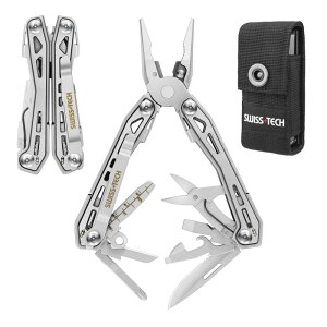 SWISS+TECH ���@�\�y���` �A�E�g�h�A�}���`�c�[�� 16-in-1 �}���`�v���C���[ �T�o�C�o���c�[�� ���b�N�@�\���� �J�b�^�[ �𔲂� ���X�� �ʐ؂� �h���C�o�[ �h�Зp �A�E�g�h�A DIY �o�R �L�����v