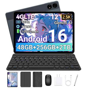 �yAndroid16 �^�u���b�g 12�C���`�zTABWEE T60 �A���h���C�h16 �^�u���b�g�A48GB+256GB+2TB�g���A2.5K IPS���� 2400×1600�𑜓x 90Hz�AWidevine L1+Netflix�Ή��ATablet 8�R