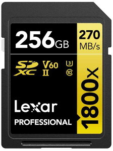 Lexar SD�J�[�h Professional 1800x SDXC�J�[�h �ő�Ǎ�280MB/�b ����205MB/�b UHS-II Class 10 U3 V60 4K Ultra HD ����B�e �������K�i (256GB) LSD1800256G-