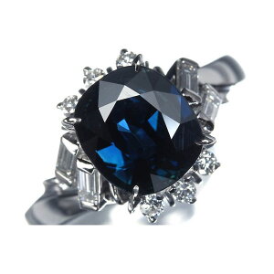 ��Sapphire�� �㎿�T�t�@�C�A �嗱2.8ct �㎿�_�C�������h Pt900 �����������O 17.5�� �����O �w�� �_�C�� �\�[�e�B���O�t��