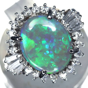 ��opal�� ���f�̗V�F! �V�R�I�p�[�� �嗱3.17ct! �㎿�_�C�������h ���v0.5ct Pt900 �����������O 6�� �_�C�� �w�� �����O