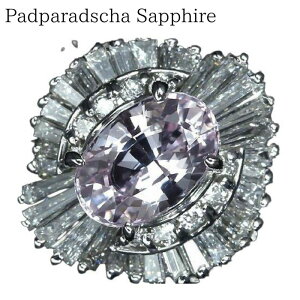 Padparadscha Sapphire󏭕 Mpp`Tt@CA 嗱1.26ct _Ch 0.55ct Pt900 O 10O w Ίӕʏt