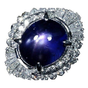 Star SapphireMoCIbgX^[Tt@CA 嗱5.93ct!! _Ch 0.98ct Pt900 O 14O w