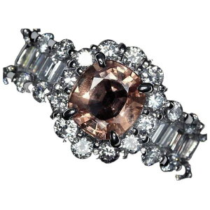 Padparadscha Sapphire󏭕 Mpp`Tt@CA 嗱1.132ct _Ch 0.89ct Pt900 O 13O w Ίӕʏ&M͕񍐏t