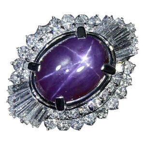 Star Sapphire㎿Mp[vX^[Tt@CA 9.75ct _Ch 2.22ct Pt900 O 11O w WG g[fBO {g[ \[eBOt