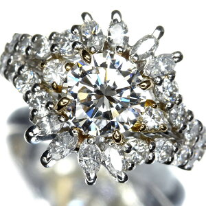�sDiamond�tSI-2 D�J���[ GOOD �㎿�_�C�������h ����1.049ct �㎿�e�΃_�C�� ���v0.89ct Pt900 K18 �����������O 12�� �����O �w�� �\�[�e�B���O�t