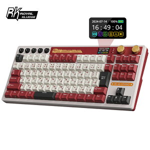 RK ROYAL KLUDGE M87 ���C�����X�Q�[�~���O�L�[�{�[�h ���{��z�� LCD�X�N���[�����f���A���m�u���� 75%�T�C�Y�E�K�X�P�b�g�}�E���g�\�� 2.4G/Bluetooth/USB-C�ڑ� 7500mAh�o�b�e���[�ERGB�o�b�N���C�g �z