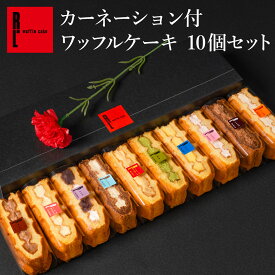 フラワー付 ワッフル ケーキ 10個入り | クリスマス お歳暮 御歳暮 お礼 花 ギフト 造花 カーネーション スイーツ 誕生日 プレゼント ケーキ ワッフル プチギフト 贈り物 お菓子 産休 母 彼女 妻
