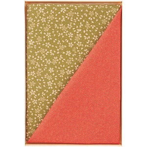 【ギフト包装・のし紙無料】二巾一越織両面柄ふろしき 朱/利休 1990/8/1(A4)