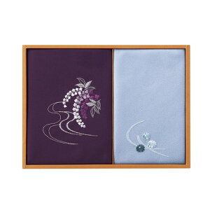 【送料無料・包装無料・のし無料】刺繍入り二巾風呂敷&刺繍入り金封包み 紫 H018(B5)
