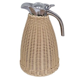 藤編みポット、コーヒーポットを編んで、保温ポットを編んで、籐編みポットコーヒーポット編み保温ポット 手作り竹 北欧風保温ポット家庭用やかん 大容量1.5 L