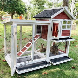 屋外ウサギケージ木製鶏小屋 ウサギケージ うさぎケージ ウサギ小屋 うさぎ小屋 ラビットケージ屋外二層木製チキン小屋 木製小動物 アパートメント フラット換気