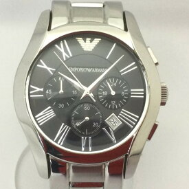 〇〇【中古】EMPORIO ARMANI エンポリオアルマーニ 腕時計 クロノグラフ AR-0673 ブラック x シルバー Bランク