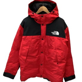 ♪♪【中古】THE NORTH FACE ザノースフェイス メンズ ダウンジャケット SIZE XL ダウン80％ ND91930 レッド×ブラック Bランク