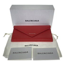 ◎◎【中古】BALENCIAGA バレンシアガ PAPIER ペーパー 長財布 499207 レッド x シルバー Bランク