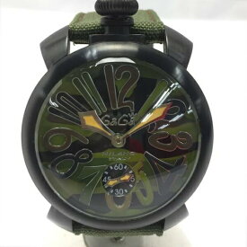 ☆☆【中古】GAGA MILANO ガガミラノ マヌアーレ48 カモフラージュ 世界限定500本 5012.5 手巻き メンズ 腕時計 箱有 Bランク