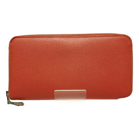 ◎◎【中古】HERMES エルメス ラウンドファスナー 長財布 アザップ ロング シルクイン コーラルピンク系 x シルバー金具 Sl□Q Bランク