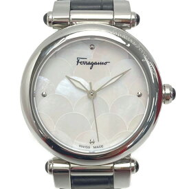 ☆☆【中古】Salvatore Ferragamo サルヴァトーレフェラガモ イディリオ FI201 ホワイトシェル クォーツ レディース 腕時計 箱・取説有 Bランク