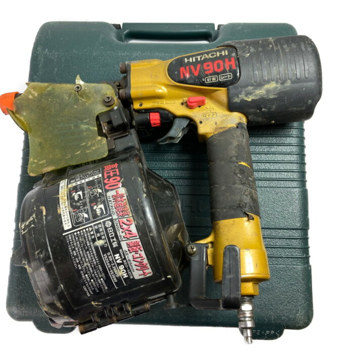 HITACHI 日立 90mm 高圧ロール釘打機 NV90H エア工具 ケース有 中古 