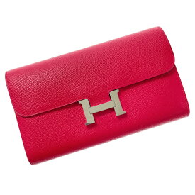 ☆☆【中古】HERMES エルメス コンスタンスロング ヴォーエプソン A刻印 ピンク系 長財布 レザー シルバー金具 Cランク