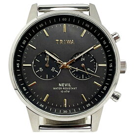 ☆☆【中古】TRIWA SMOKEY NEVIL NEST114 ステンレススチール シルバー グレー クロノグラフ メンズ 腕時計 Bランク