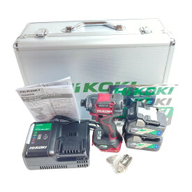 ＊＊【中古】HiKOKI ハイコーキ 36V インパクトドライバ (バッテリ2個・充電器・別売りアルミケース付） WH36DC フレアレッド Aランク