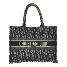 ▽▽【中古】Christian Dior クリスチャンディオール オブリーク ブックトート ネイビー Cランク