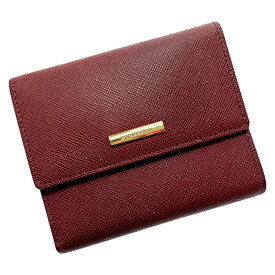 ☆☆【中古】BURBERRY バーバリー Wホック財布 三つ折り財布 YT4608 バーガンディー レザー レディース ゴールド金具 Bランク