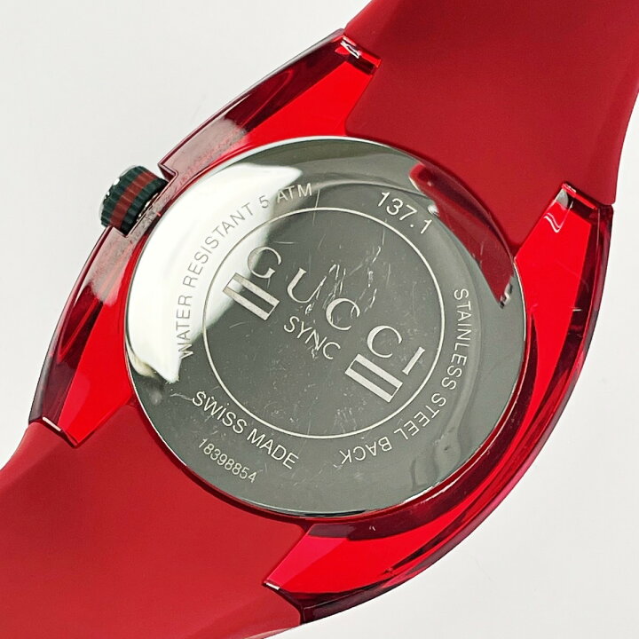 楽天市場】【中古】GUCCI グッチ シンク 137.1 レッド クォーツ 腕時計  