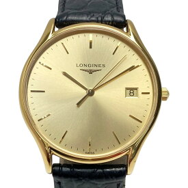 ☆☆【中古】LONGINES ロンジン リール デイト L4.759.2 ゴールド文字盤 クォーツ メンズ 腕時計 Lyre Bランク